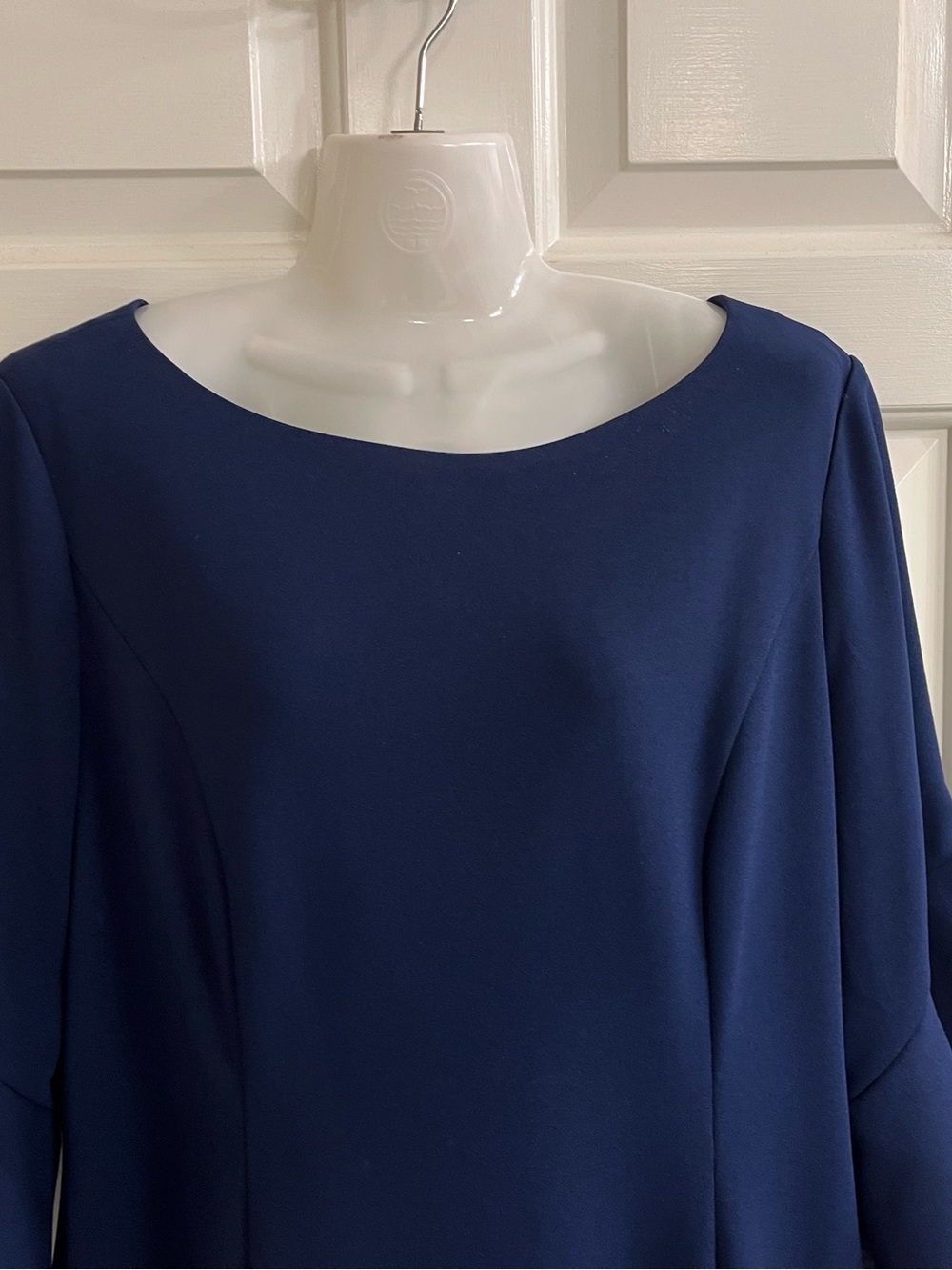 Adrianna Papell Navy Blue Midi Dress with Tiered Bell Sleeves - Picture 4 of 13